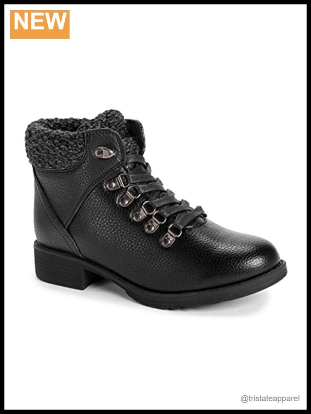 MUK LUKS Women's Hiker Denali Boot Faux Leather Memory Foam Ankle Bootie Zip